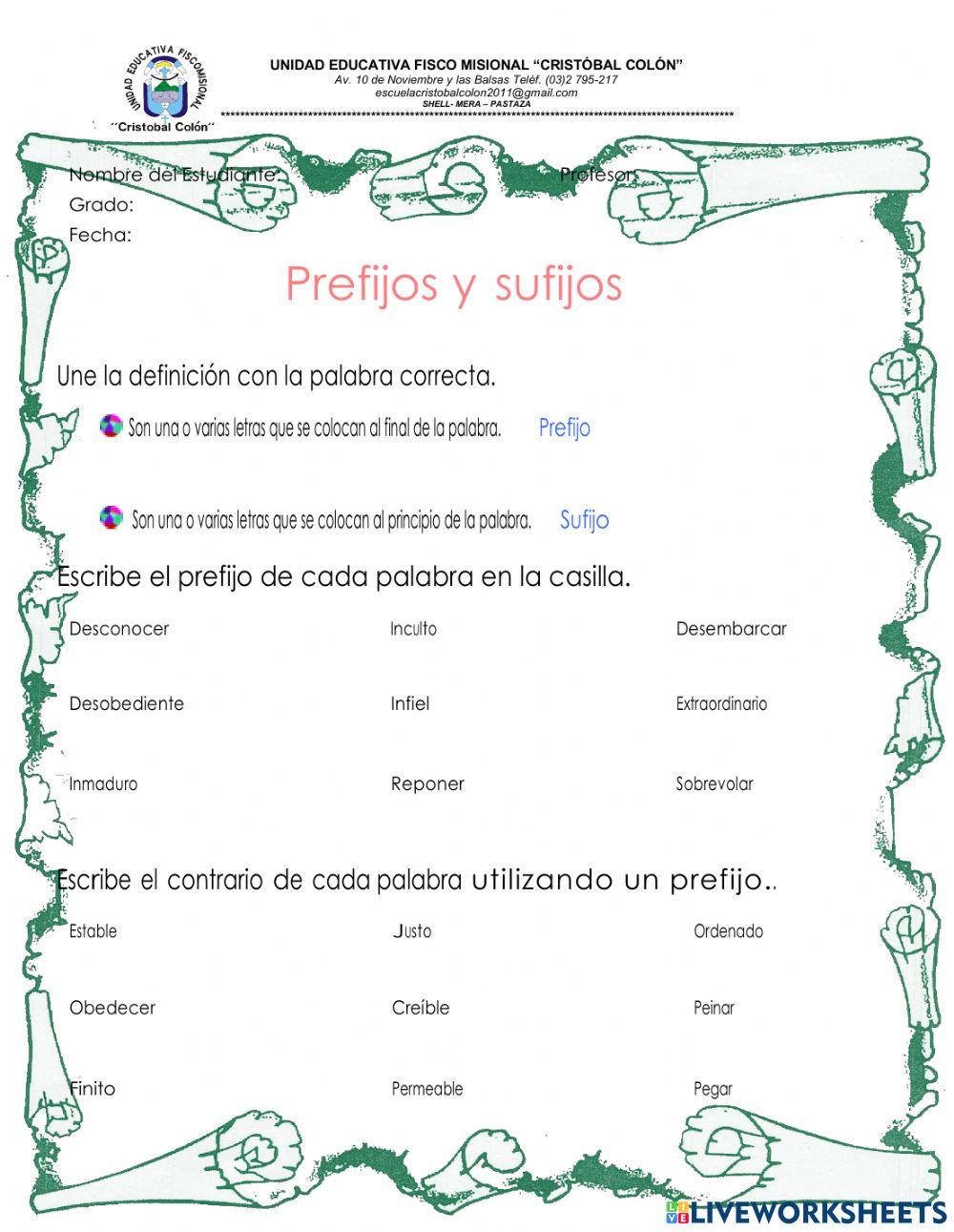 Prefijos Y Sufijos Online Pdf Activity Live Worksheets – NBKomputer