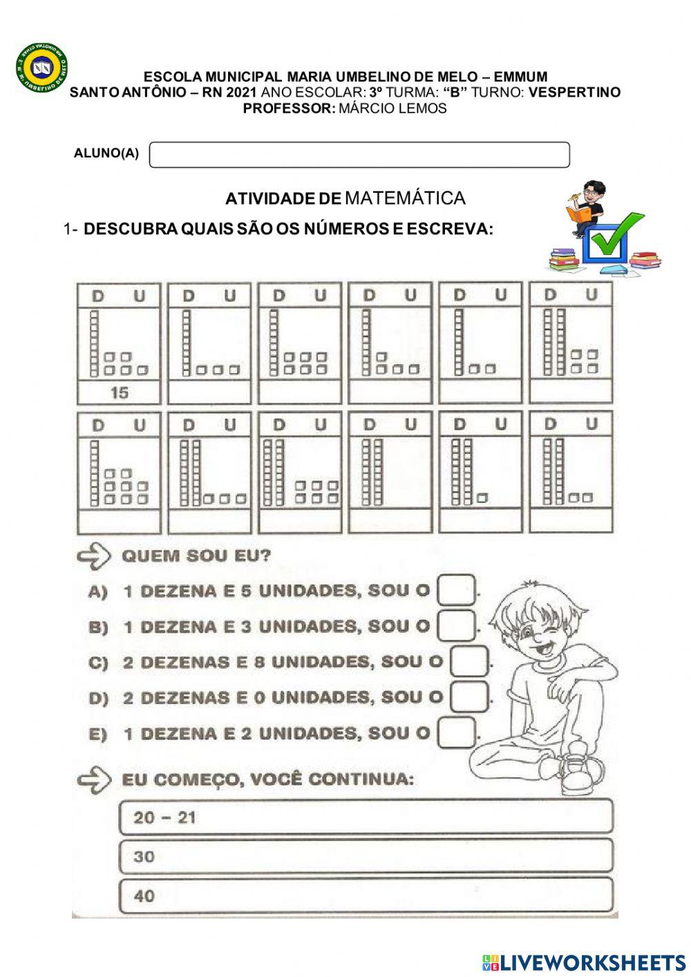 1-	descubra quais são os números e escreva