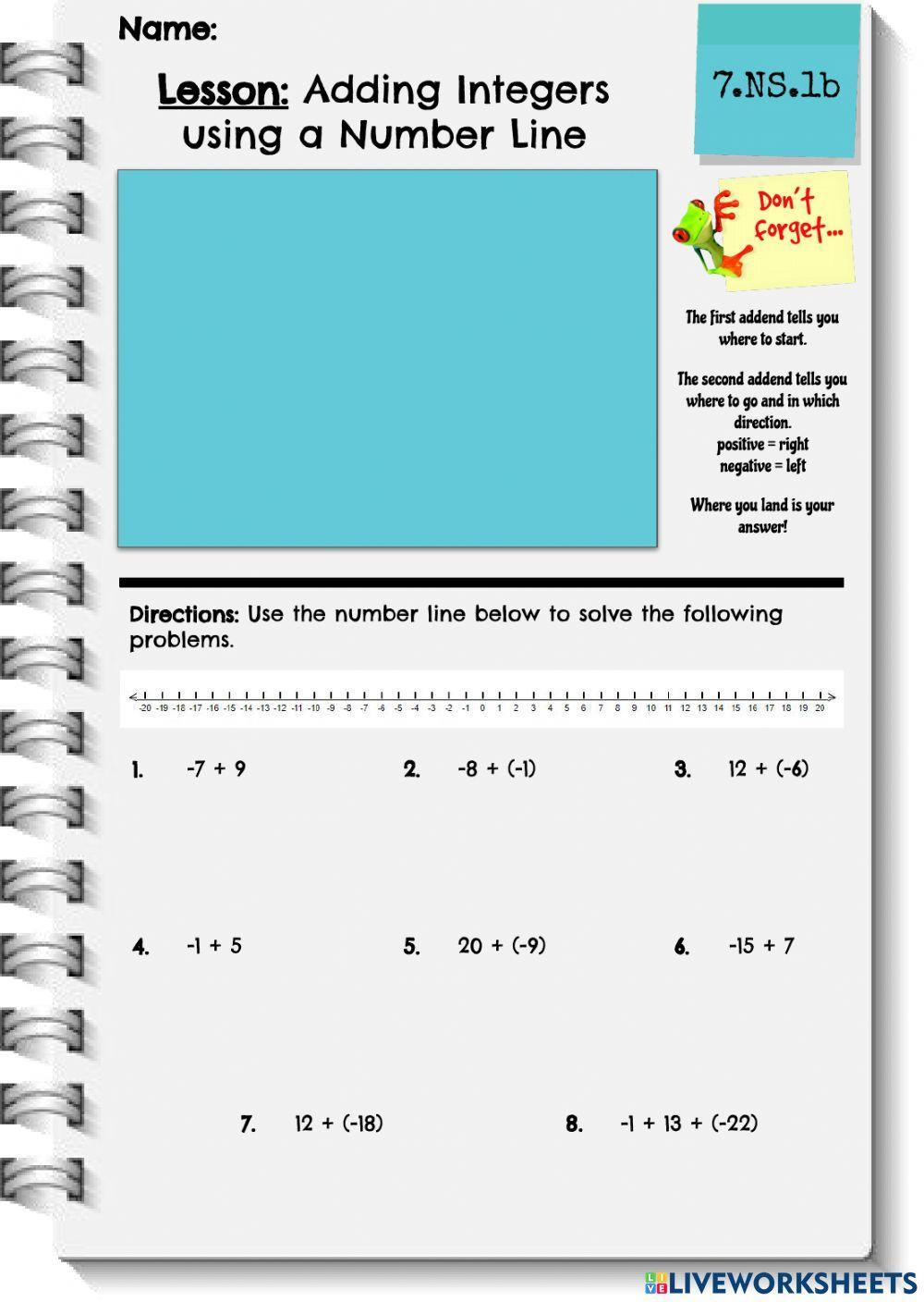 Adding Integers with a Number Line
