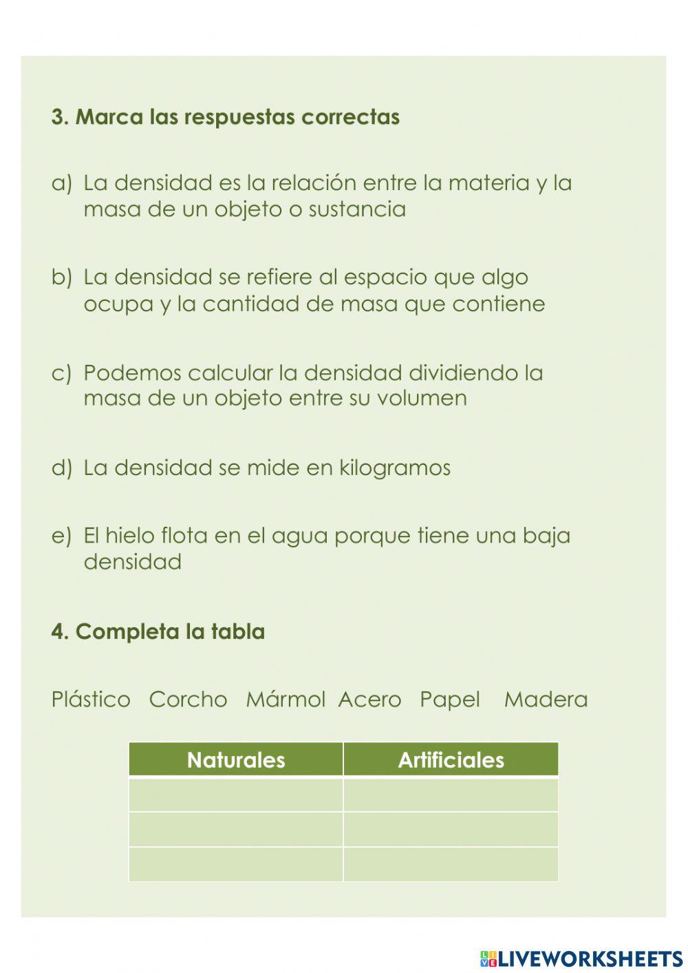 Prueba T 5 La materia