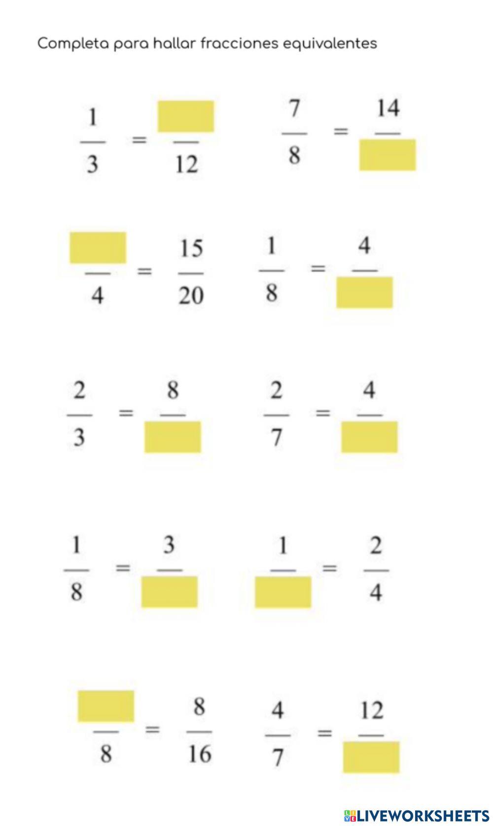 Fracciones equivalentes