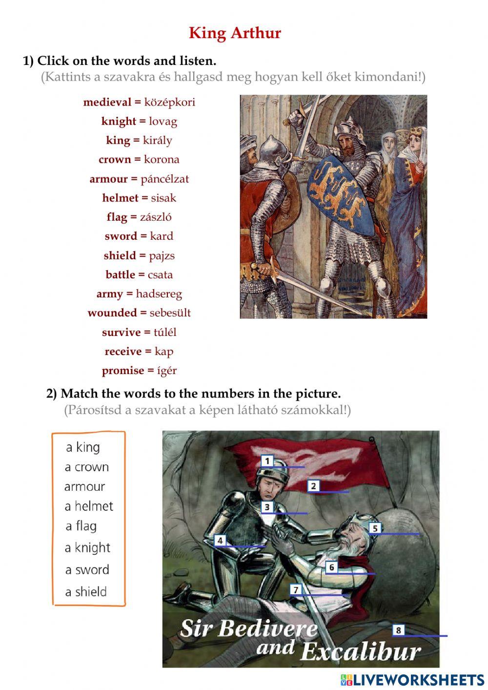 King Arthur - vocabulary