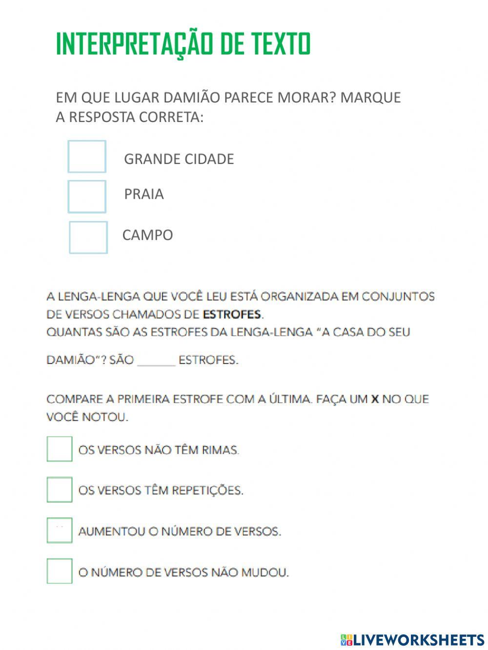 A casa do seu damião - lenga-lenga