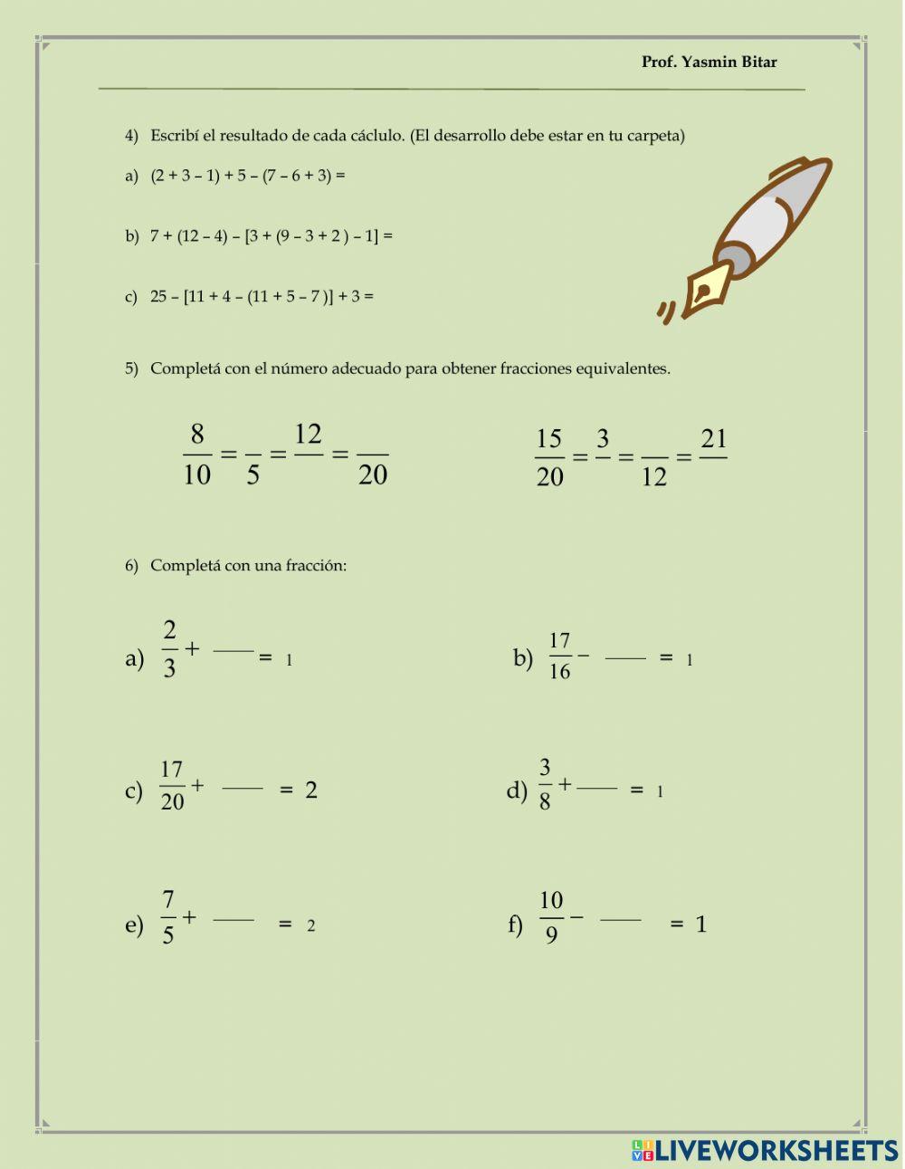 Números naturales y racionales - Revisión