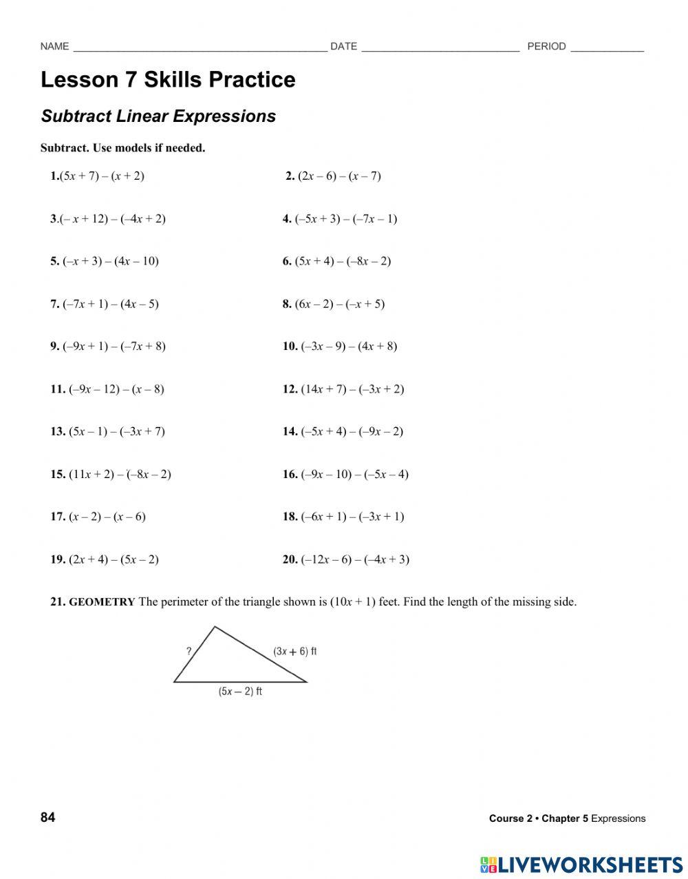 Adding And Subtracting Linear Expressions Worksheet adding-and-subtracting-linear-expressions-worksheet