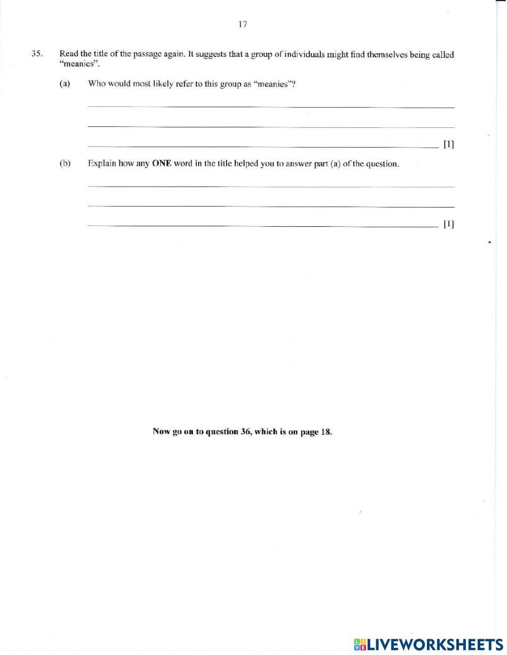 Reading Comprehension