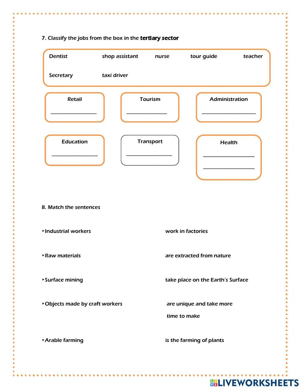 Economic sectors exam