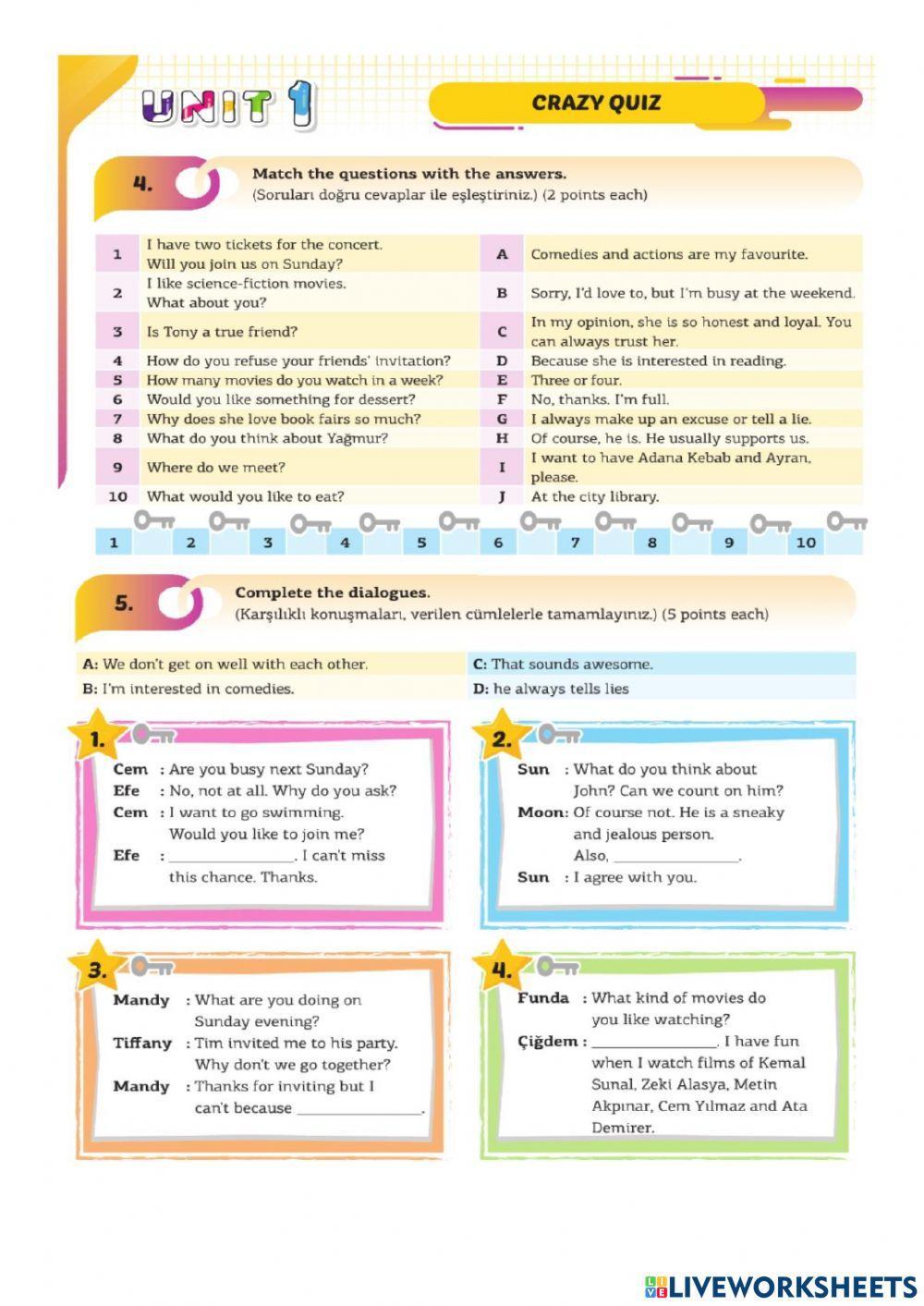 8 1.üni̇te friendship Activity 5