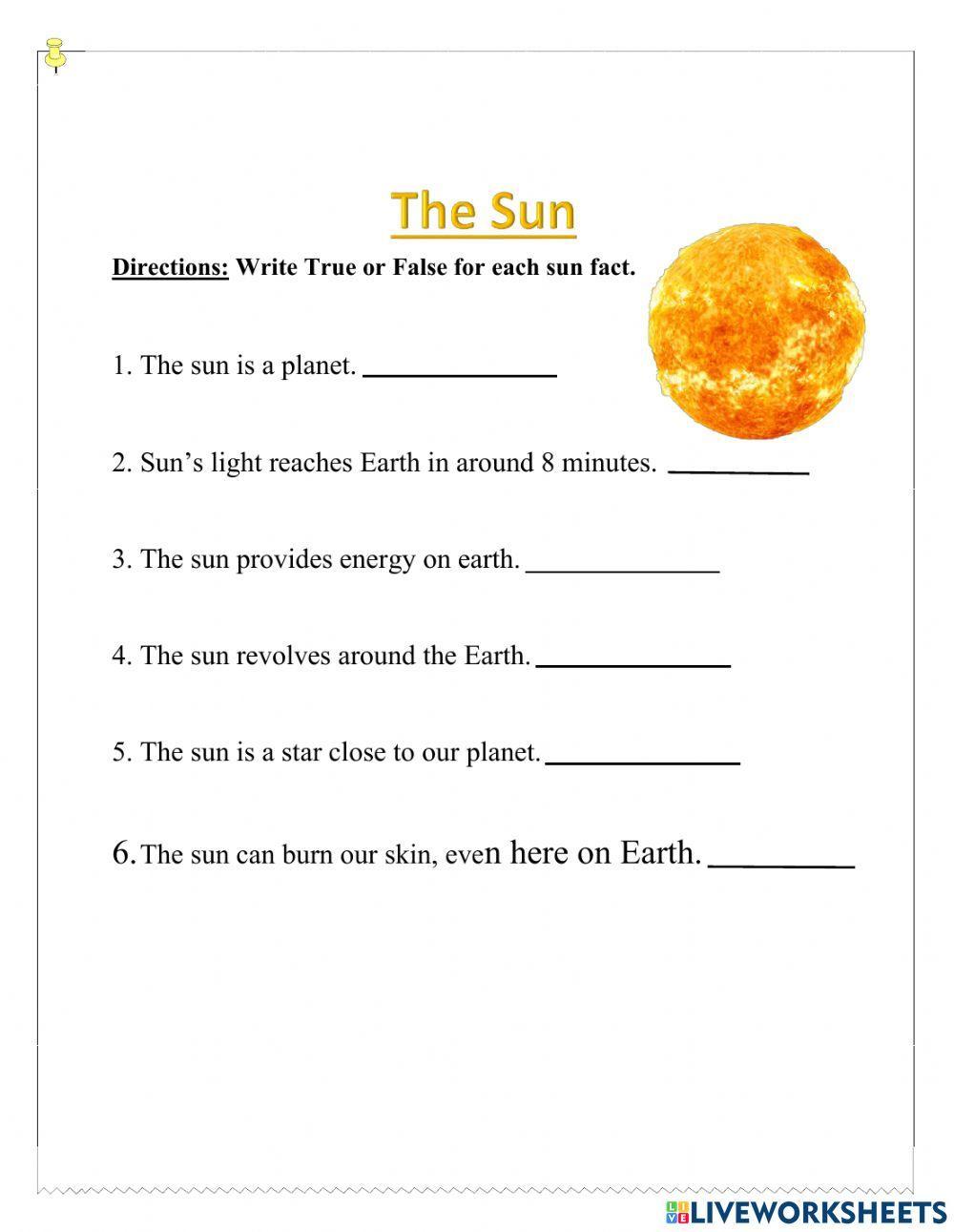 The Sun Live Worksheet