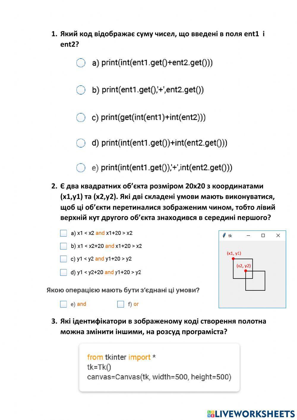 Python-3 worksheet | Live Worksheets
