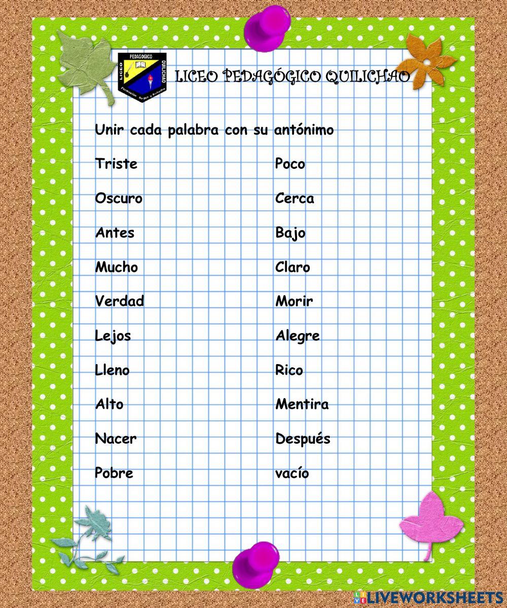 Antónimos y sinónimos