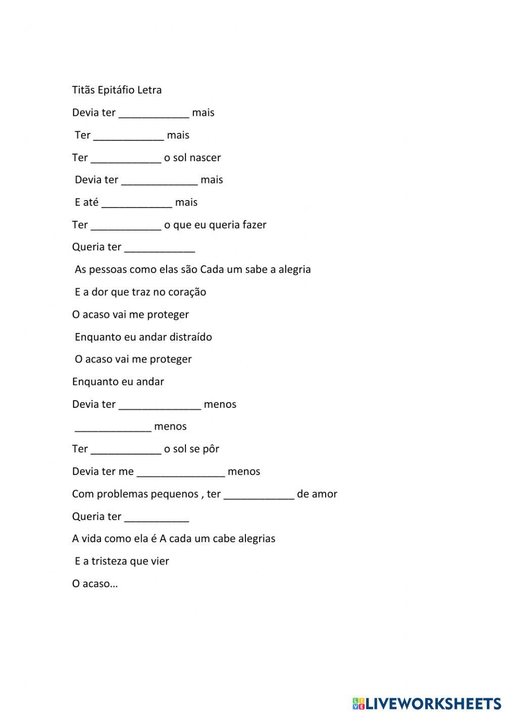 Titãs epitáfio participio passado