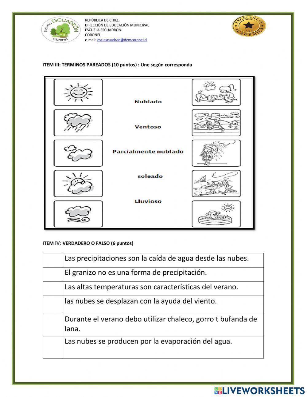 Evaluación unidad 0 Ciencias Naturales