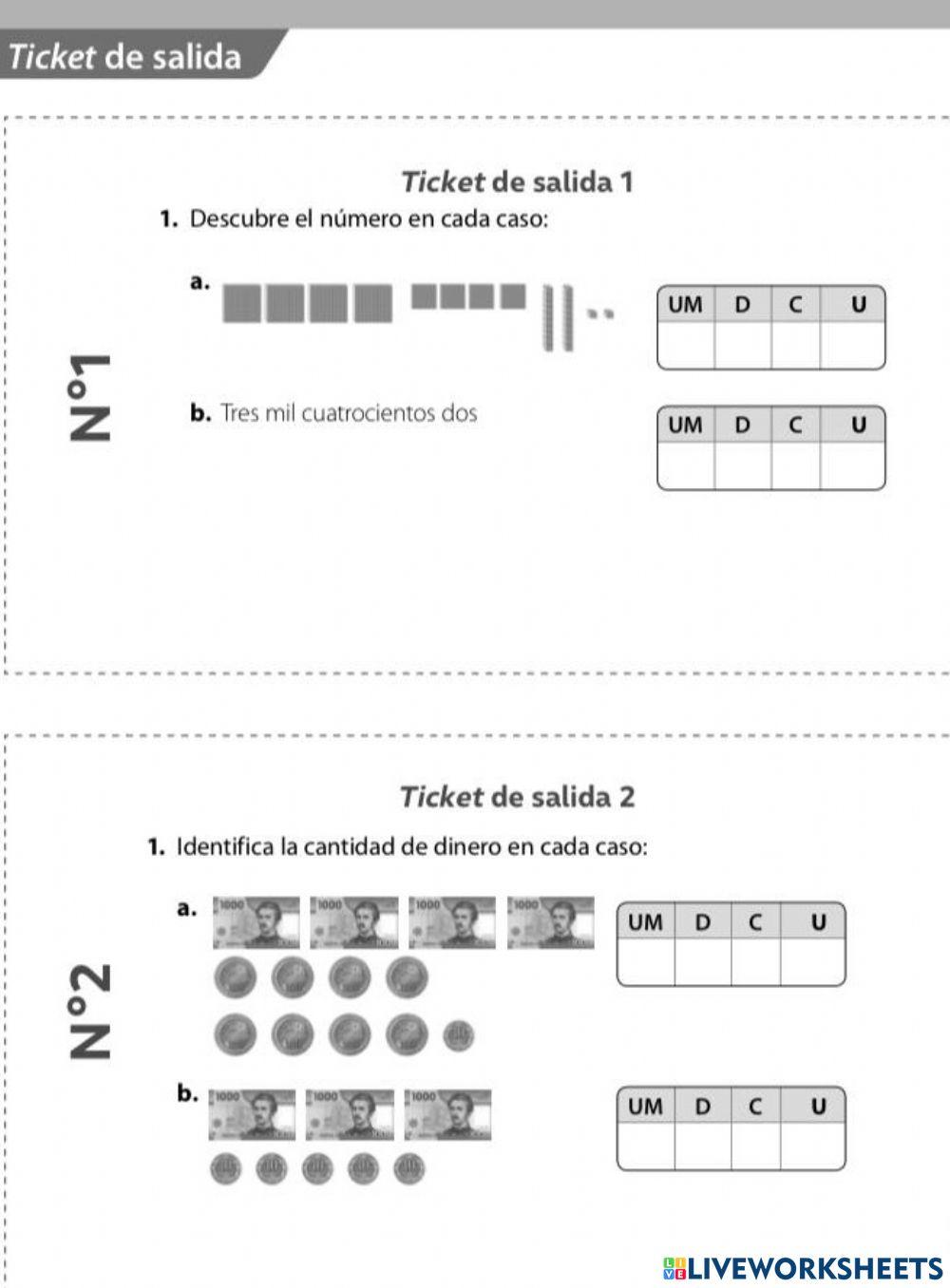 Ticket de matemáticas