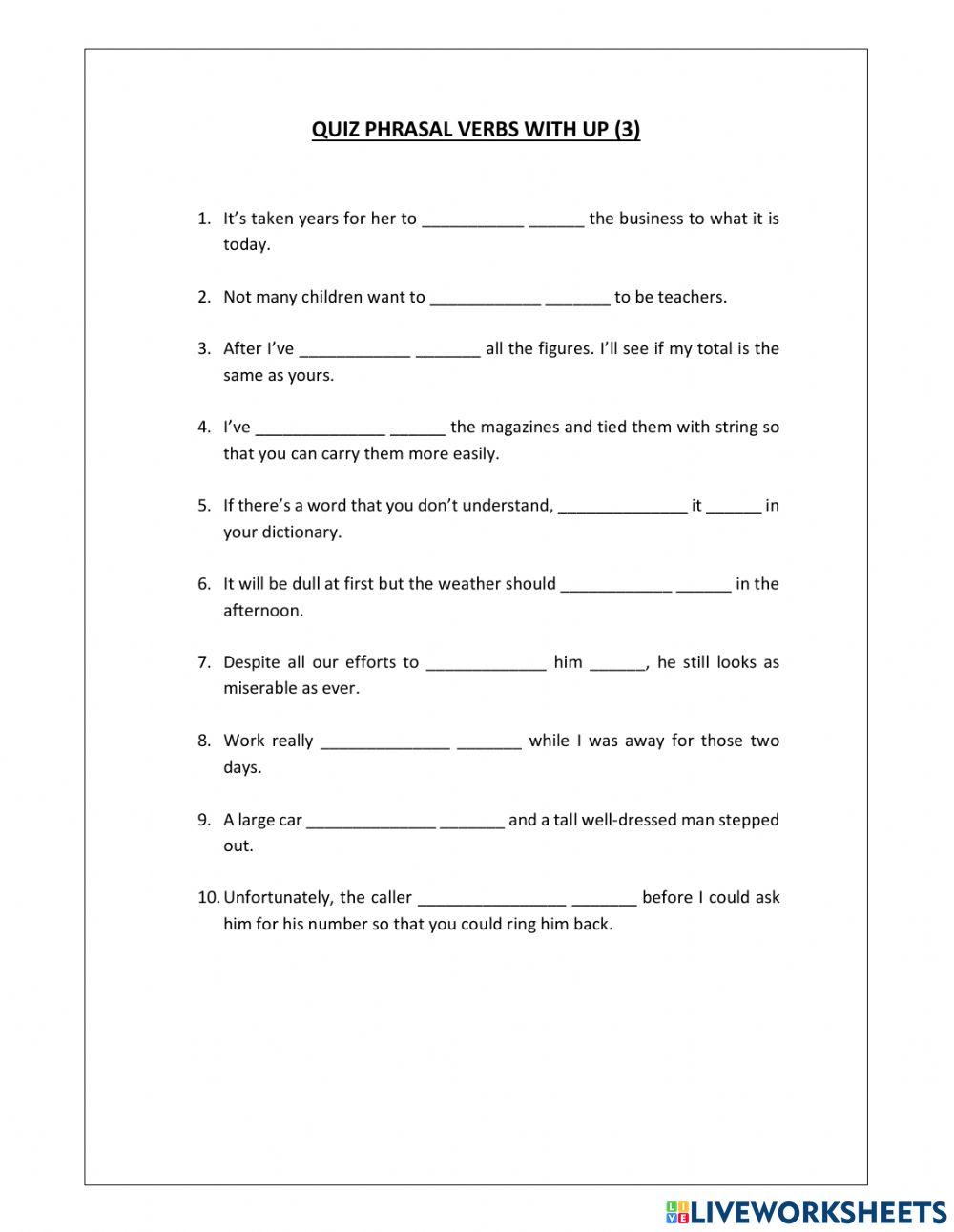 Phrasal Verbs with UP 3