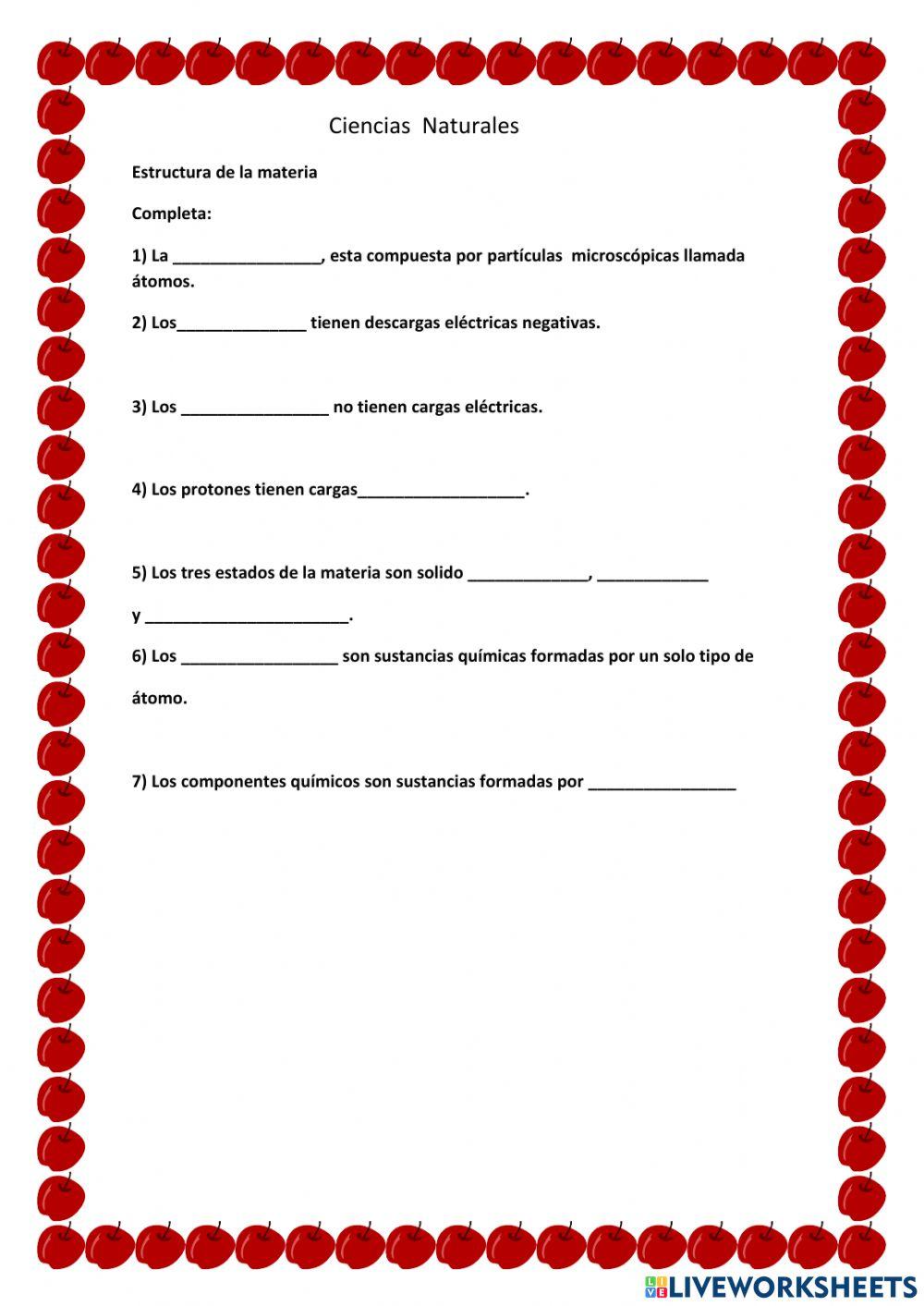 Estructura de la materia.