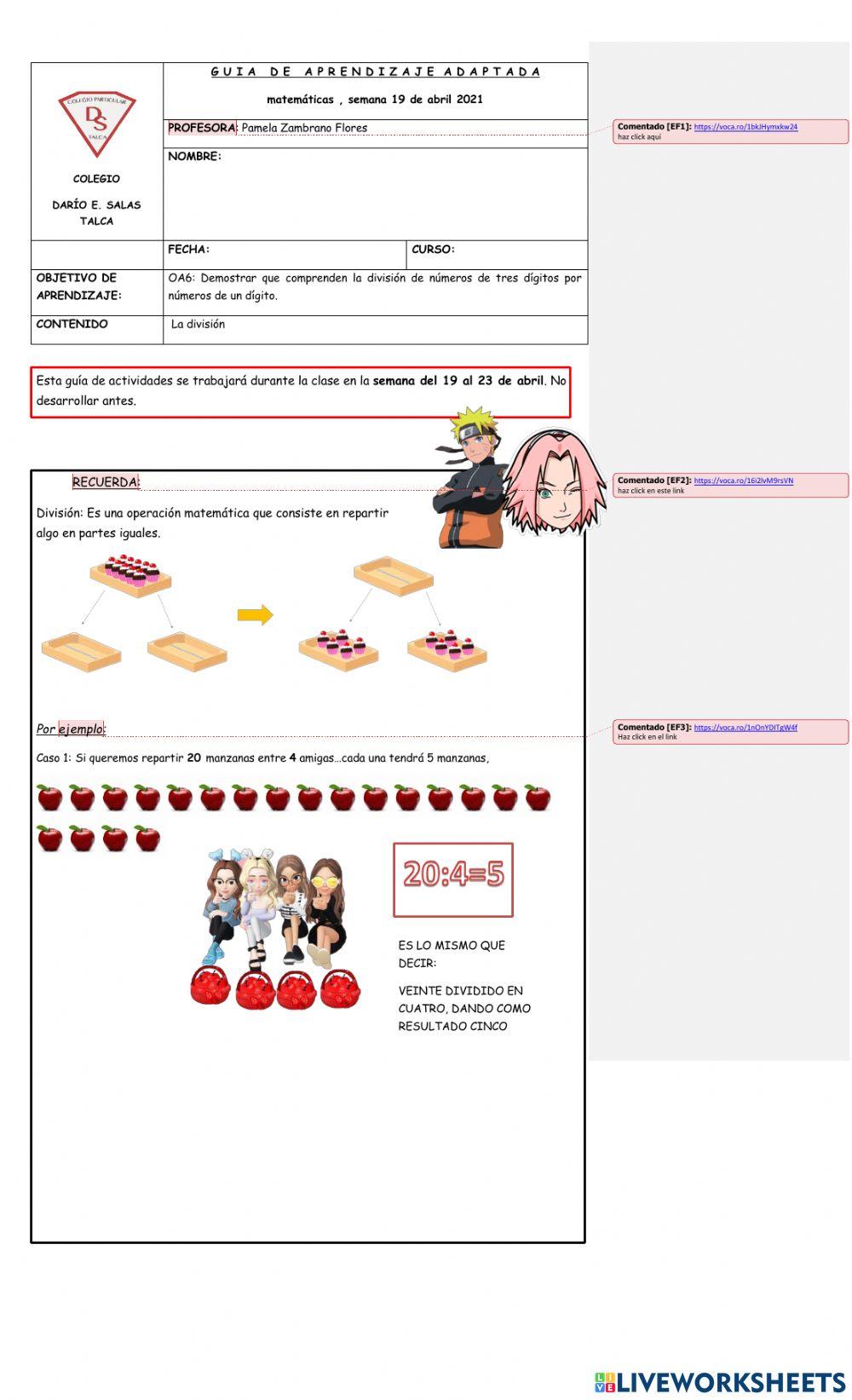 Divisiones con 2,3 y 4 dígitos