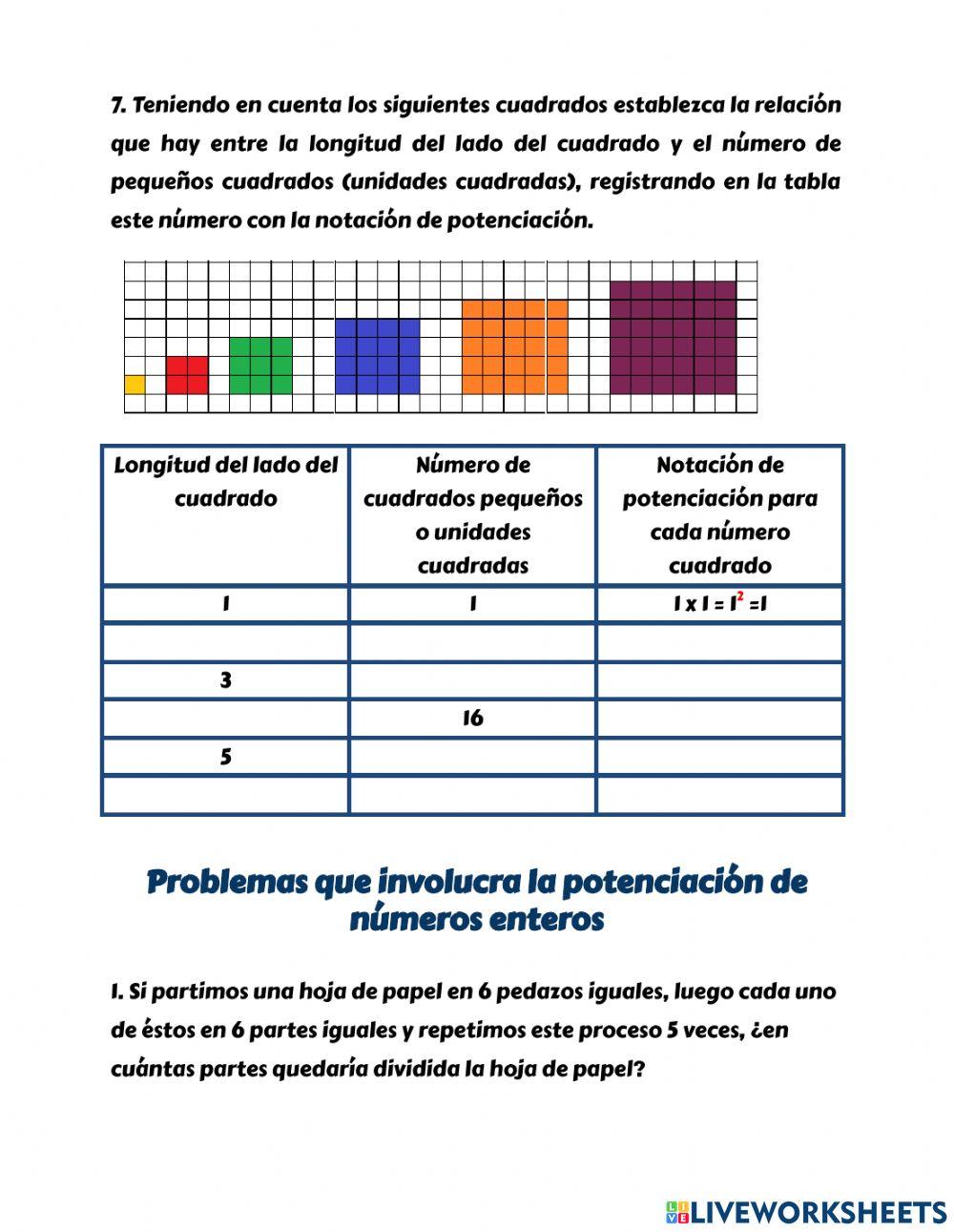 Potenciación de números enteros