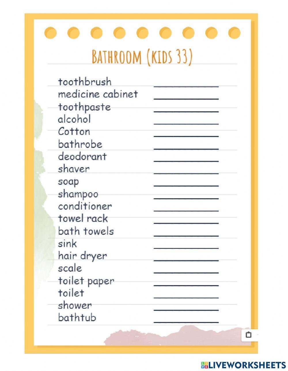Bathroom vocabulary
