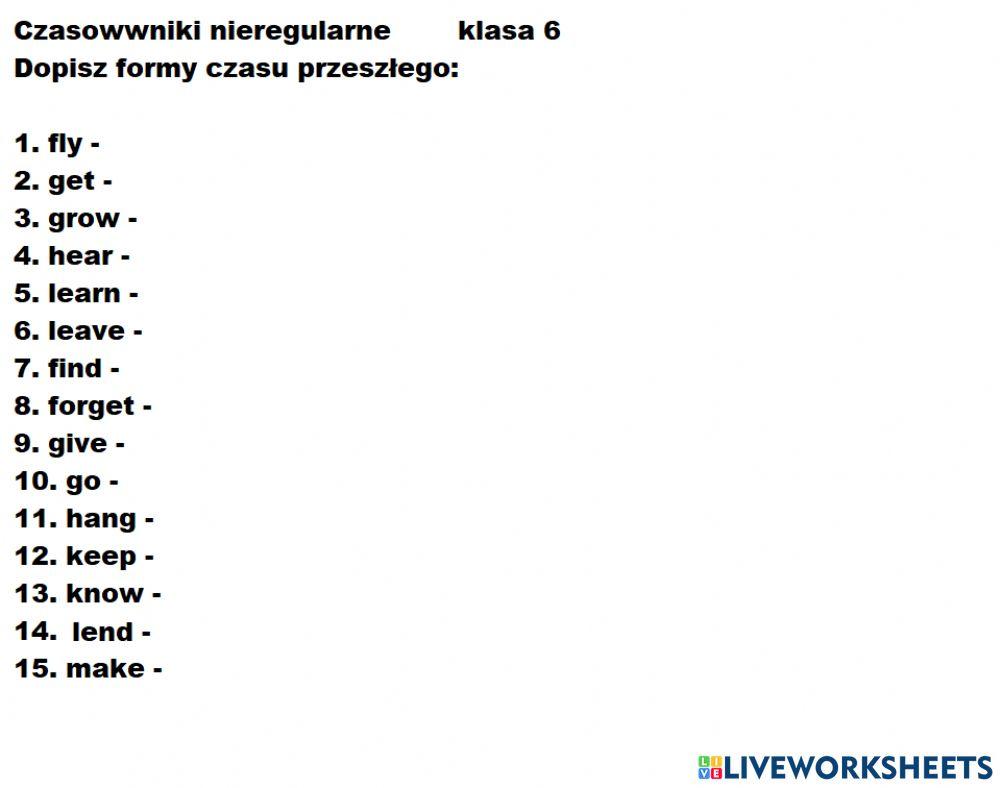 Czasowniki nieregularne