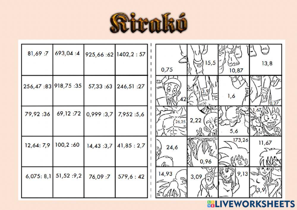 Tizedes törtek kirakó