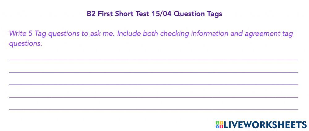 B2 First Short Test 15-04