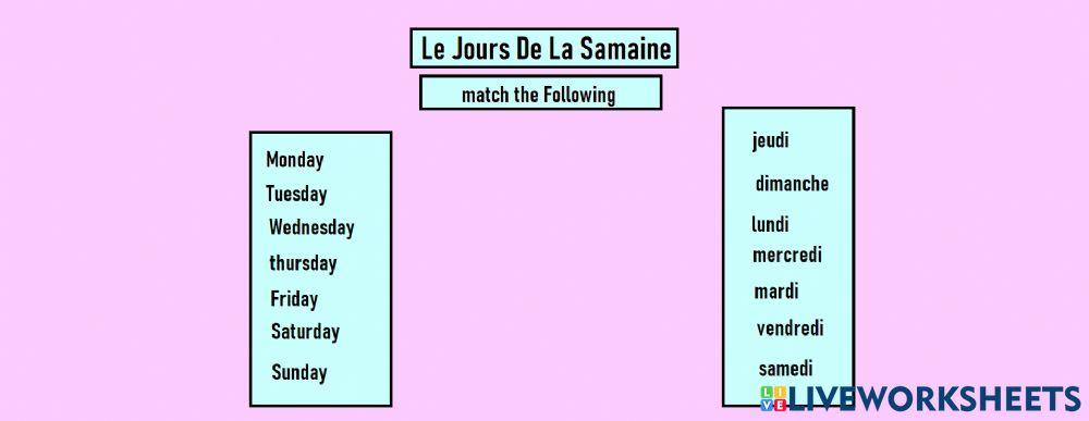 Les Jours De La Samaine