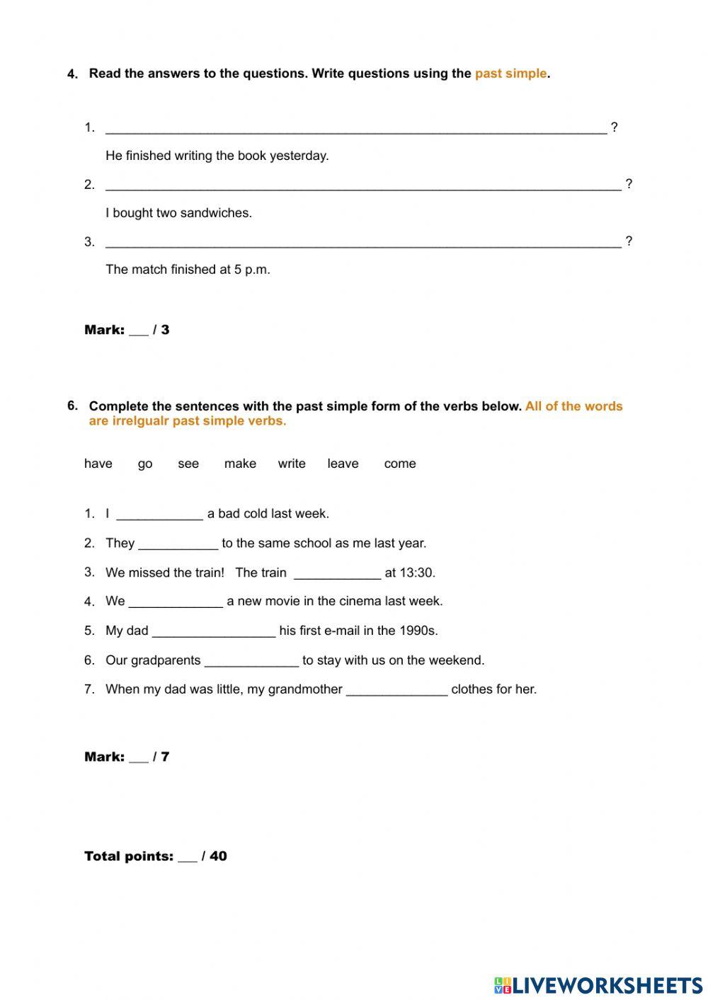 Insight English Elementary Unit 8.A Test