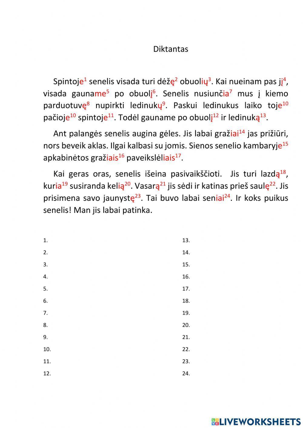 Diktanto rašybos aiškinimas