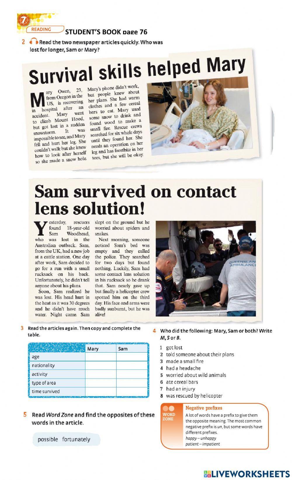 Achievers unit 7 reading