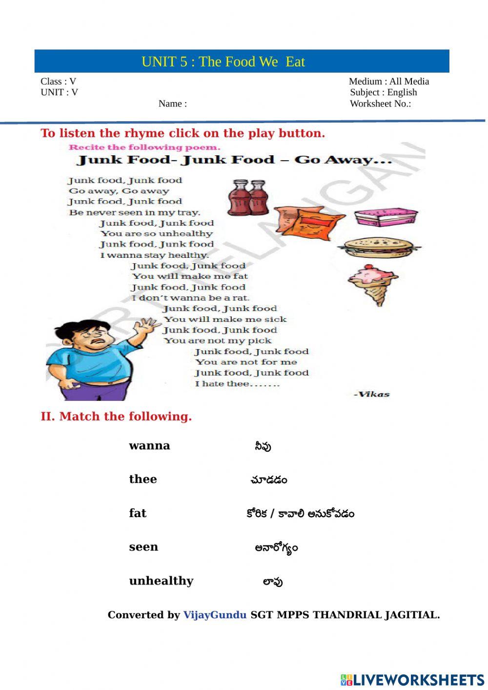 5th eng the food we eat b readimg 1by Vijay Gundu 5th eng the food we eat b readimg 1by Vijay Gundu