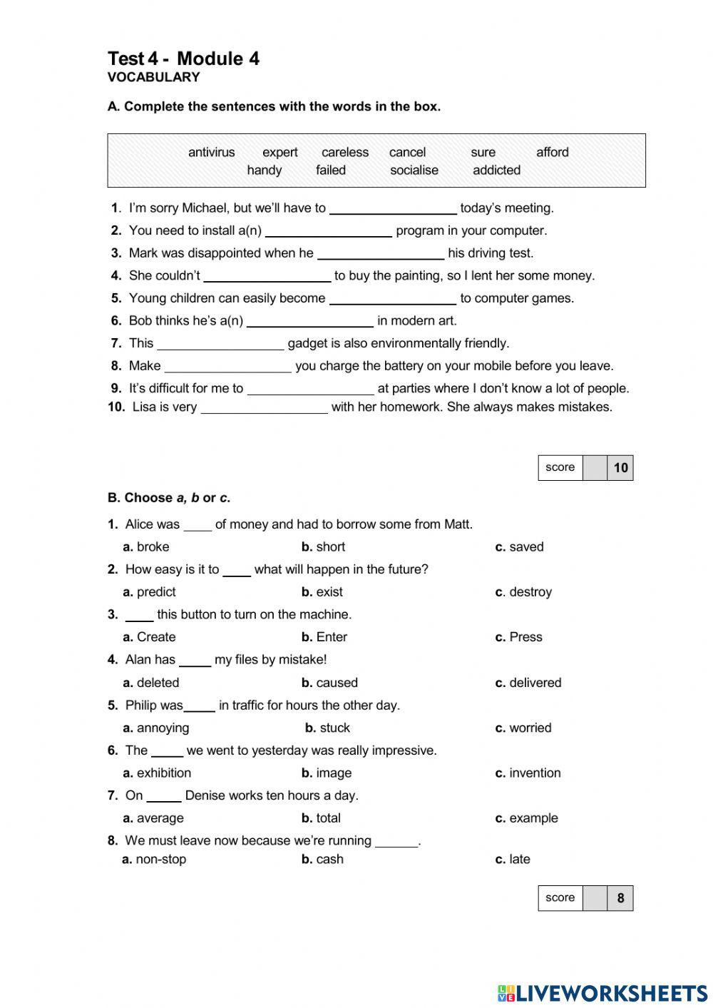 Traveller pre-interm. Modul 4 vocab, grammar, commun.