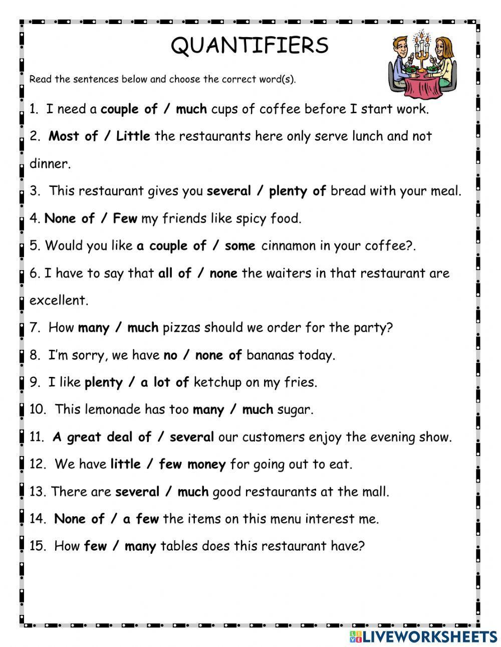 Quantifiers with Food and Restaurants 2