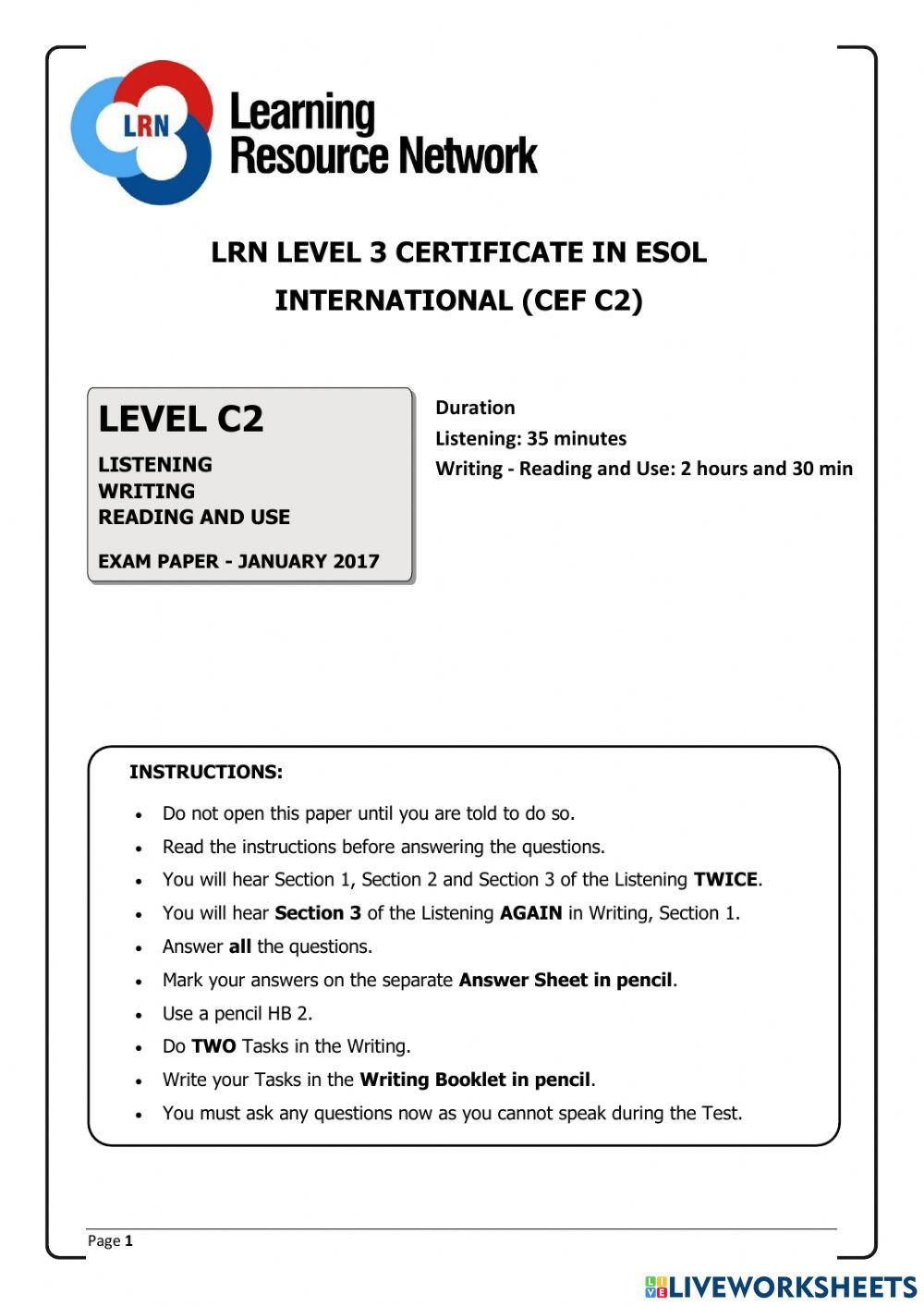 LRN C2 JANUARY 2017 TEST