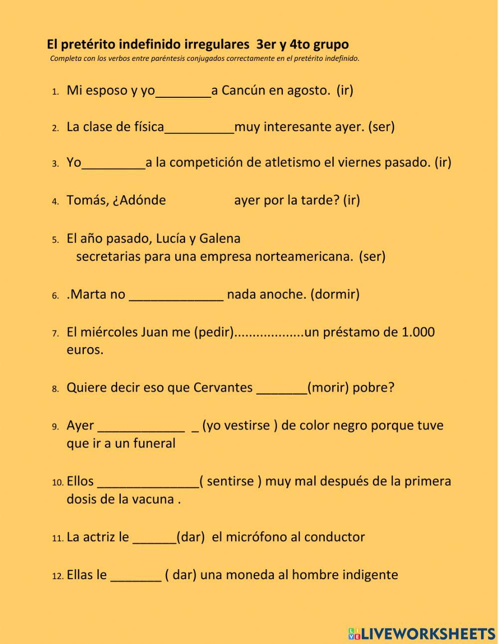 Preteritos 3er 4to grupo