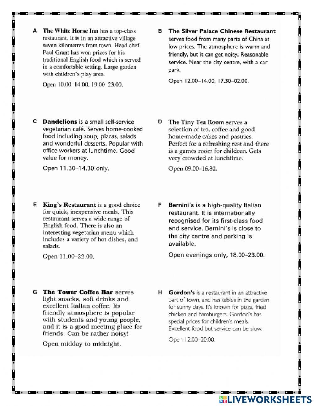 Places to Eat PET Reader