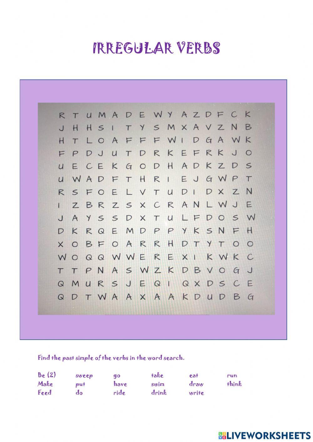 Irregular Verbs Word Search
