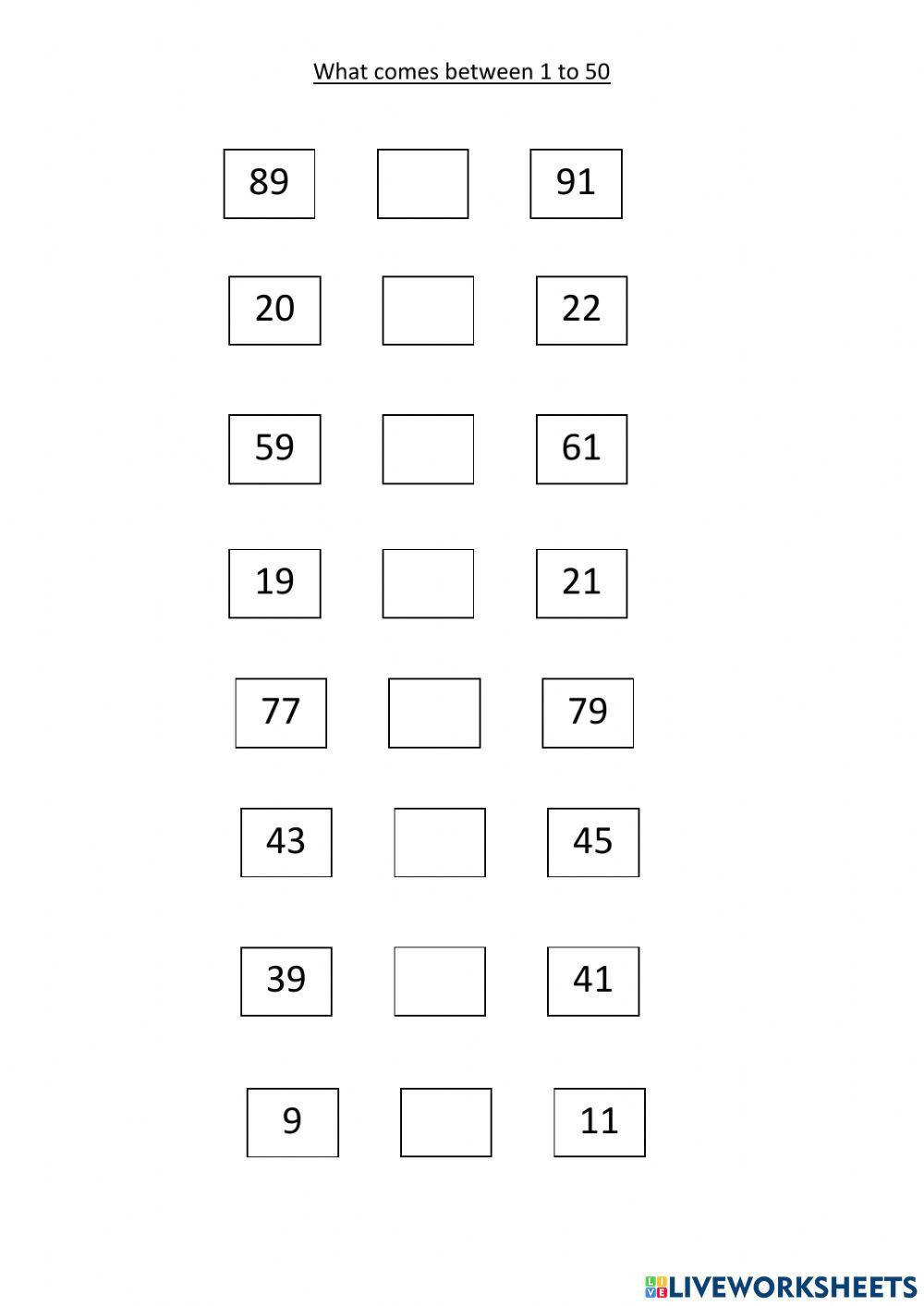 What comes between 1-100