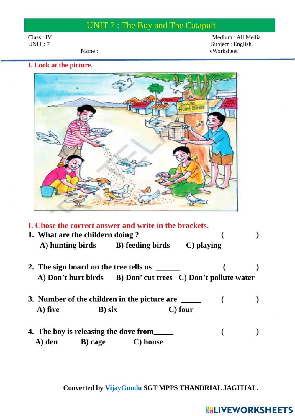 4th eng the boy and the catupult pre reading 1 by Vijay Gundu