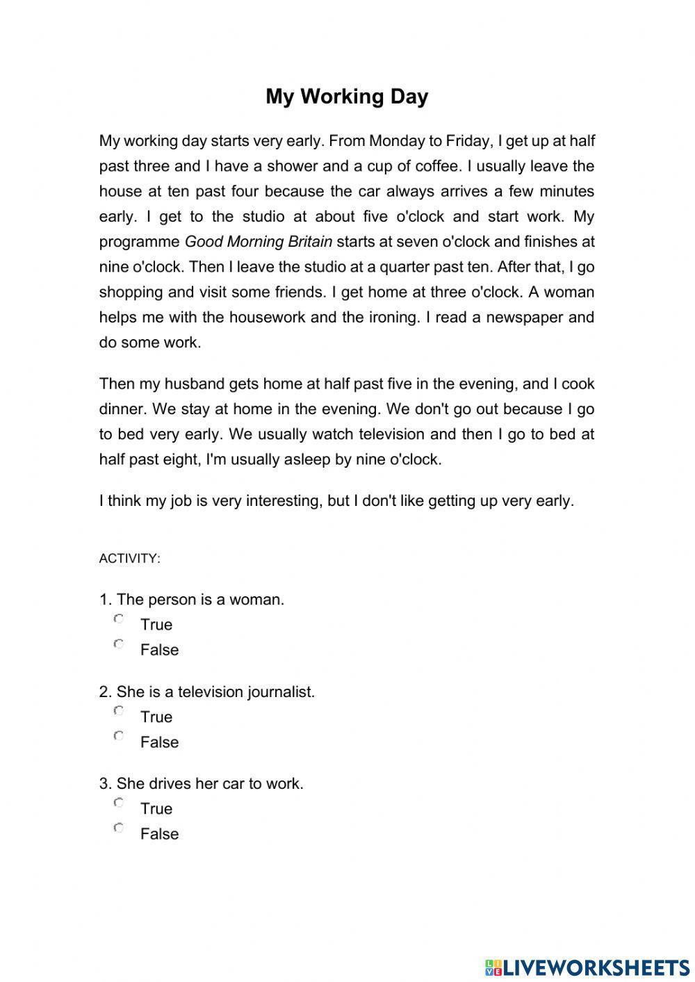 Reading Comprehension - Beginner