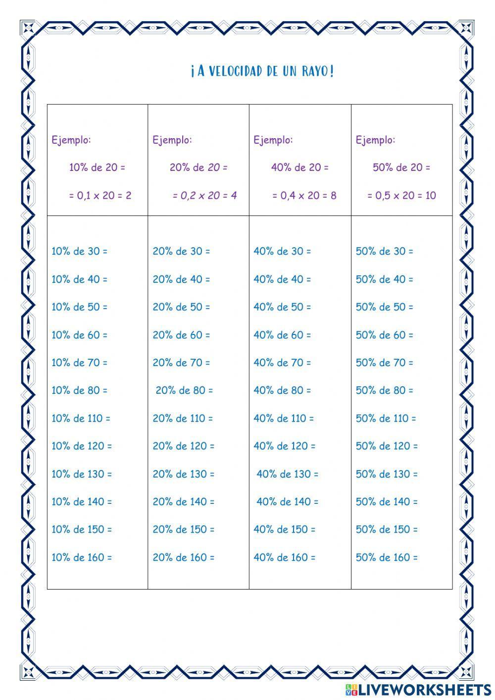 Cálculo de porcentajes