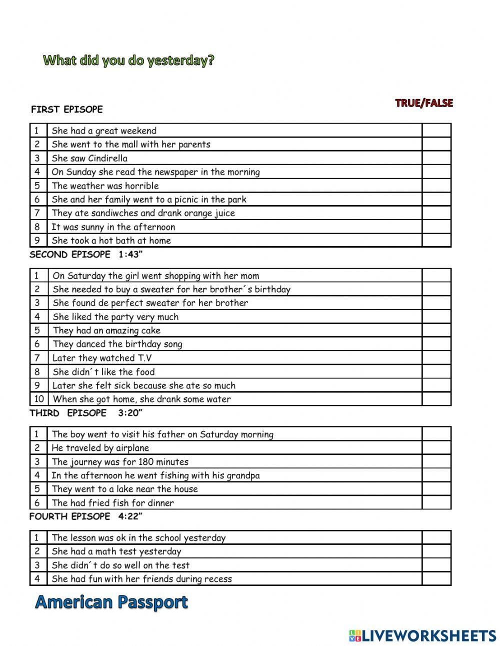 Past simple video amepassport