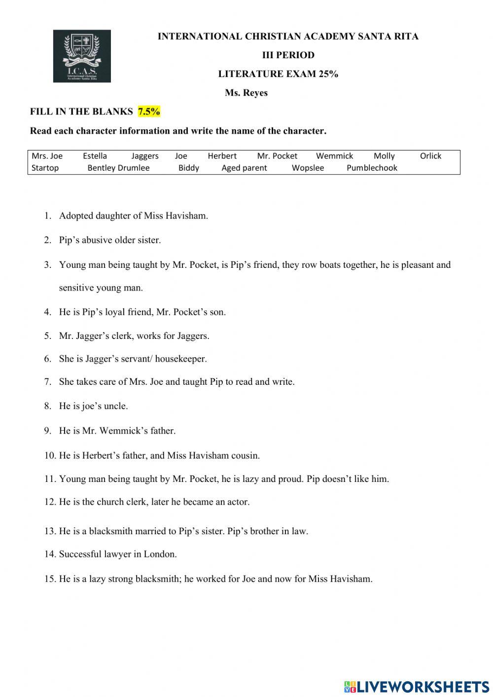 Literature exam 10th