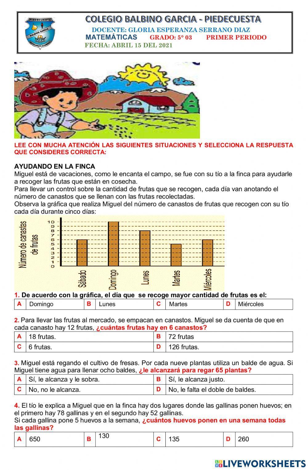 Evaluacion de matemáticas