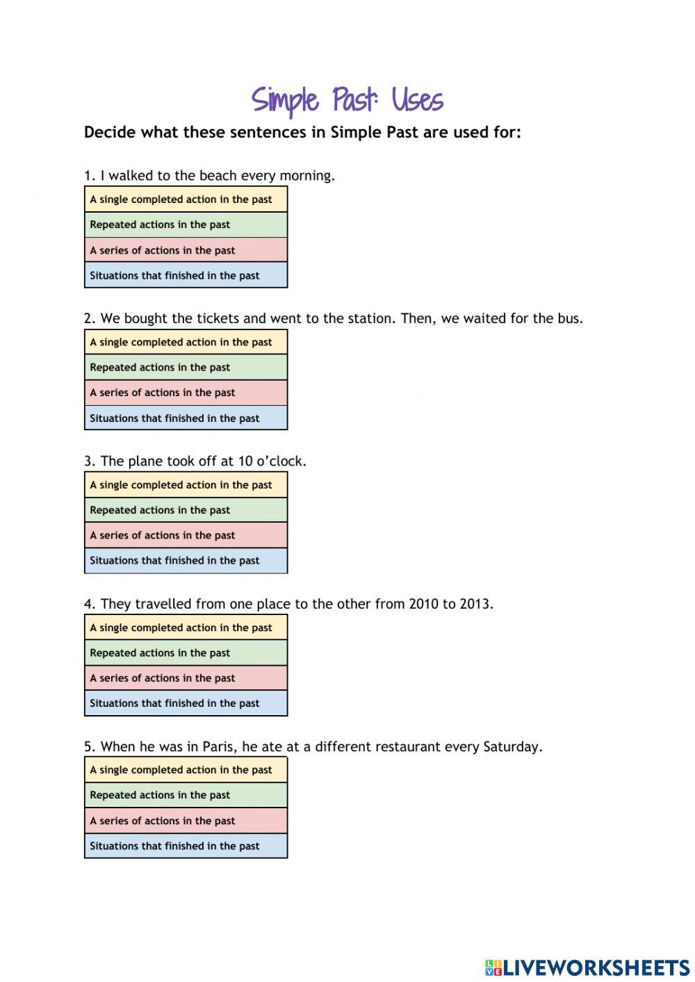 Grammar: Simple Past Uses