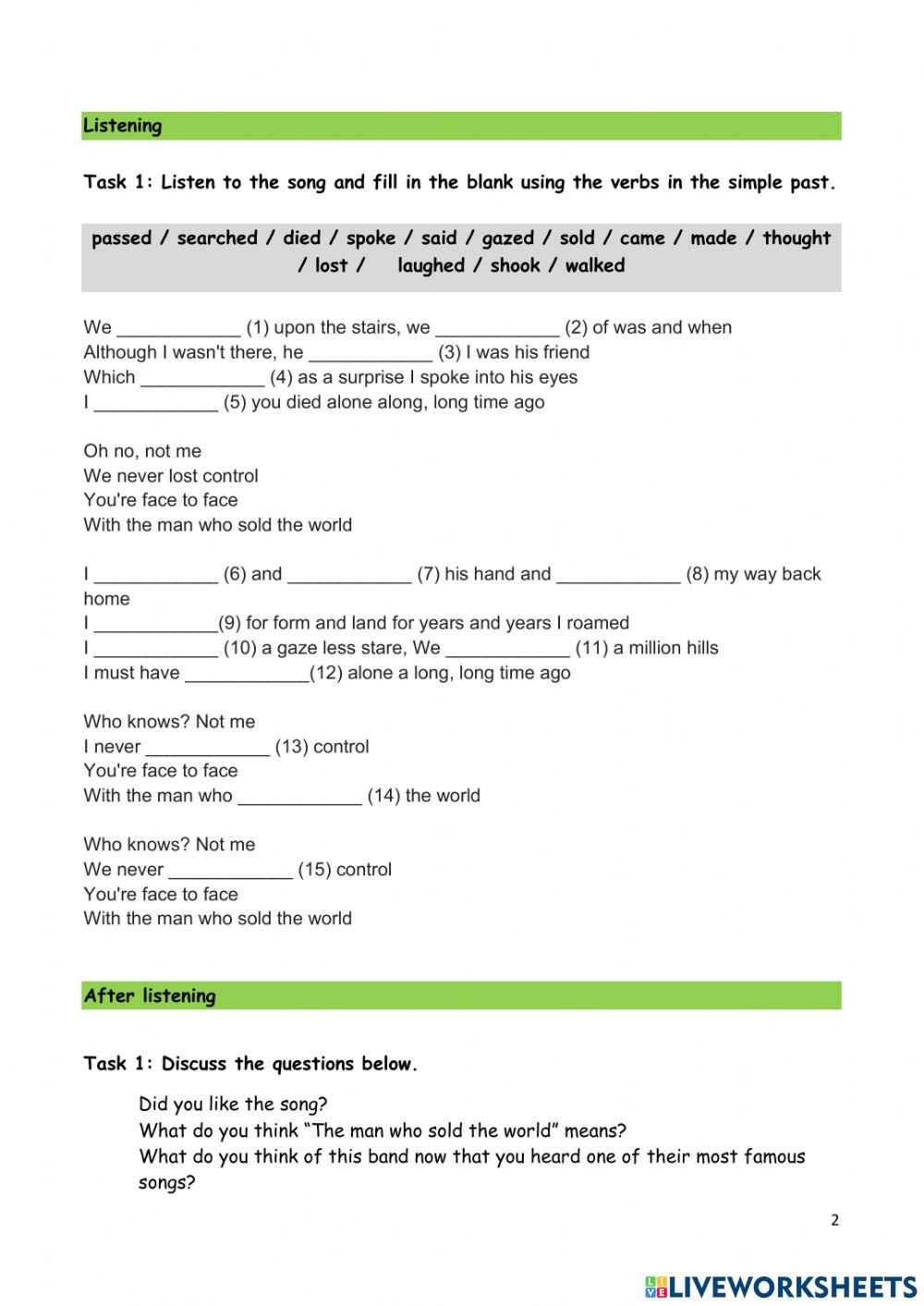 The man who sold the world song