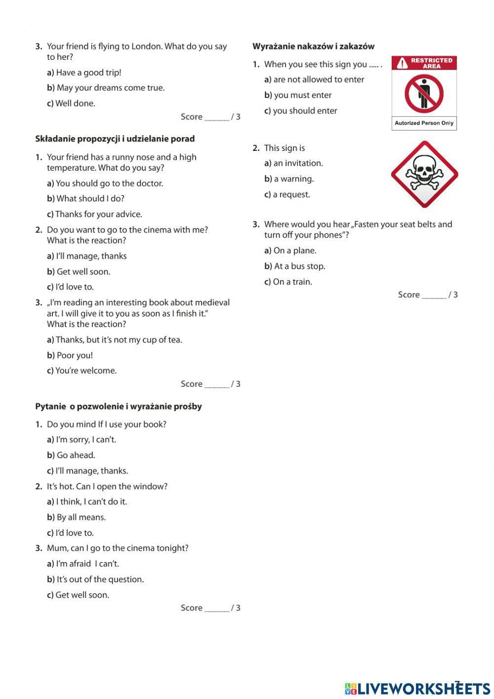Egzamin ósmoklasisty placement test (based on Nowa Era)