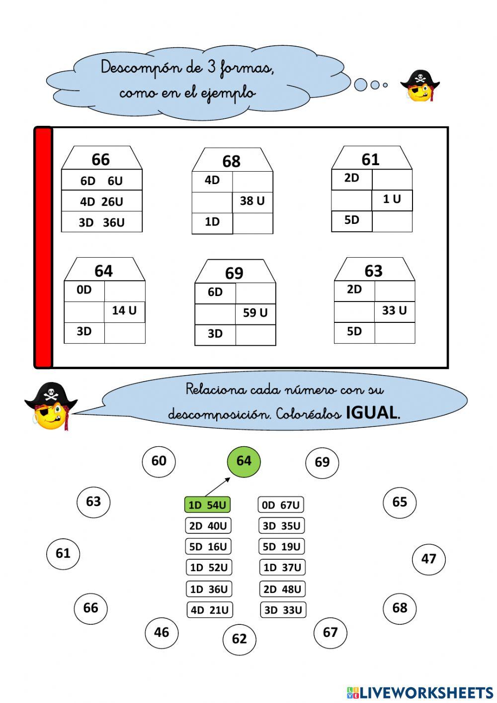 Numeración abn 1º primaria ficha 60