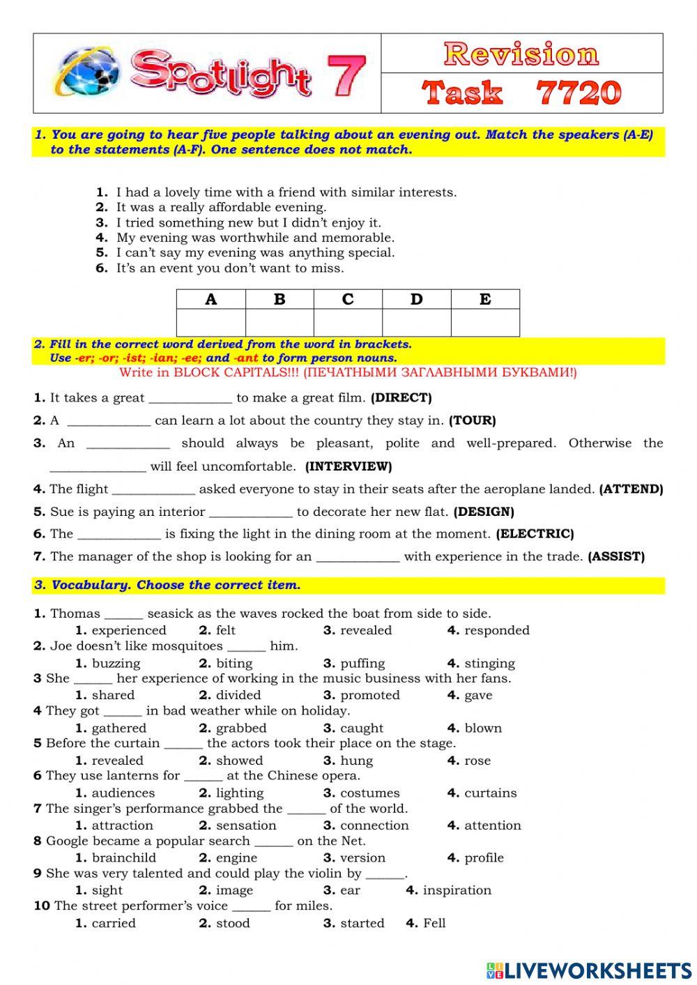 Spotlight 7 Task 7720