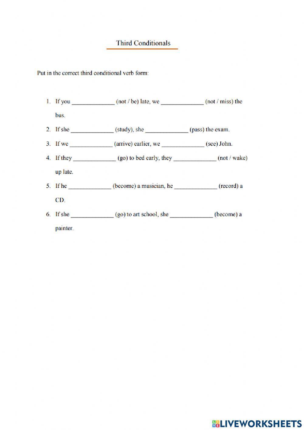 Conditionals type I, II, III